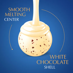 Lindt LINDOR Cookies and Creme center visible, highlighting smooth melting texture.