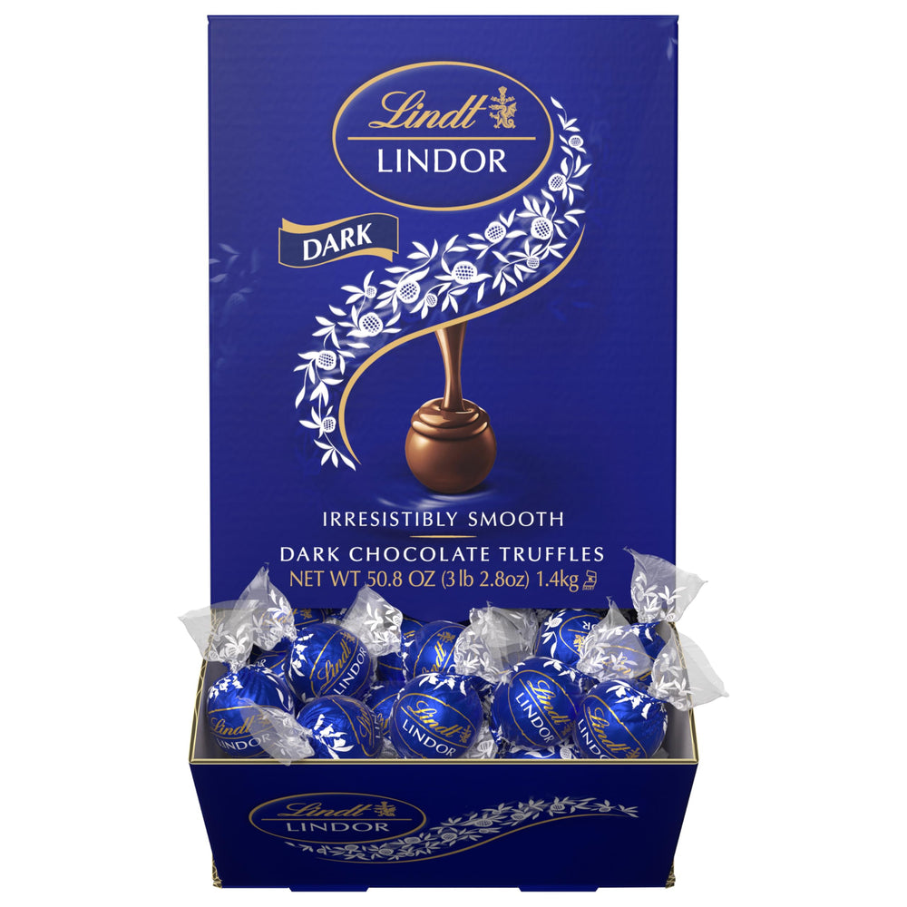 Detail of the dark chocolate coating on Lindt LINDOR truffles