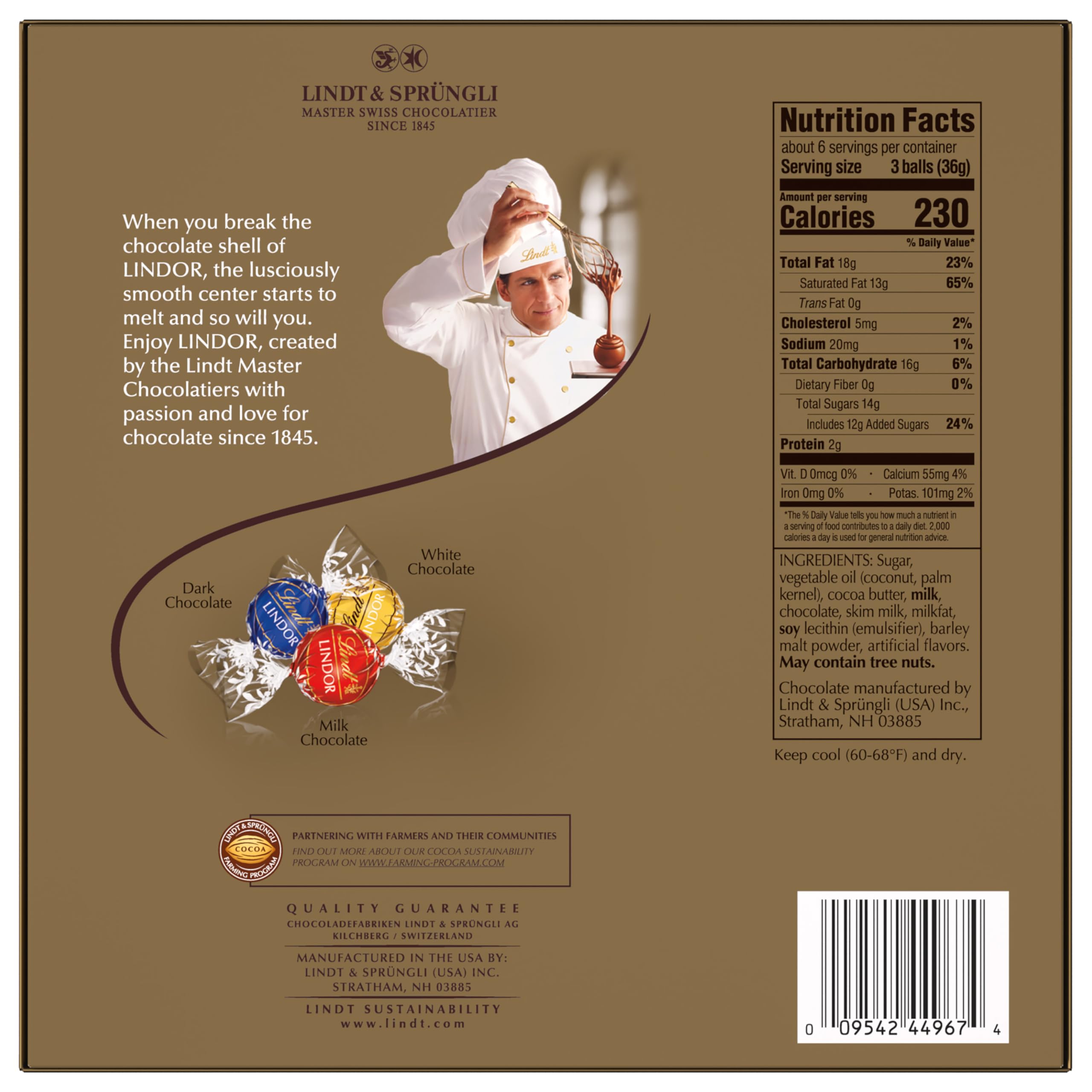 Lindt LINDOR dark chocolate truffle close-up, rich and velvety