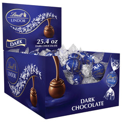 Lindt LINDOR dark chocolate truffles box for sharing and gifting.