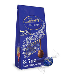 Lindt LINDOR dark chocolate truffles in an 8.5 oz bag, perfect for sharing.