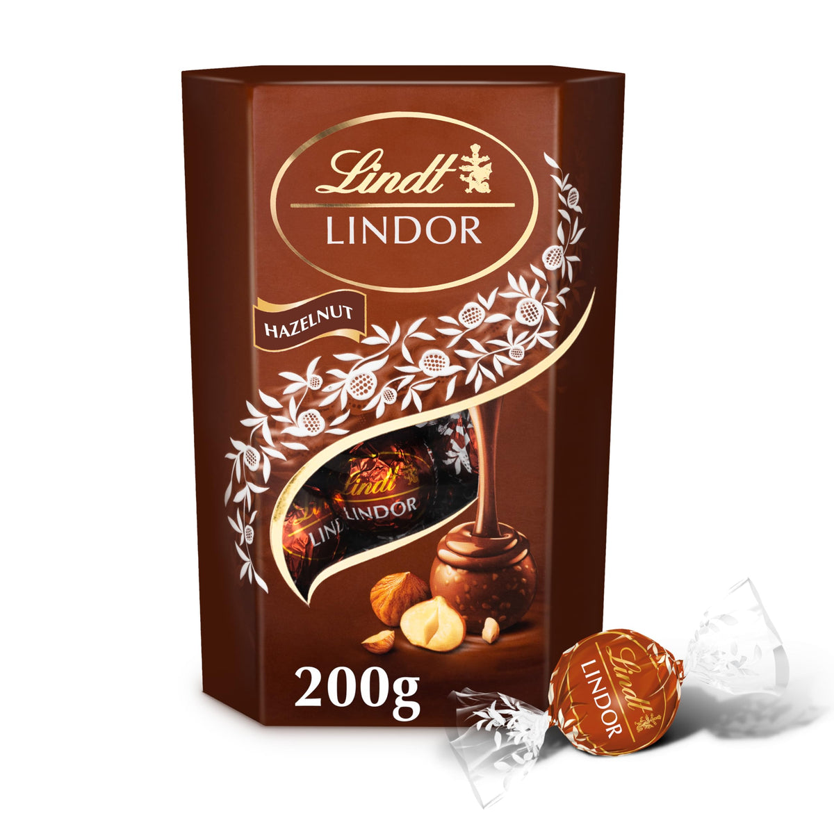 Lindt Lindor Hazelnut 200g pack shot highlighting premium sharing chocolate