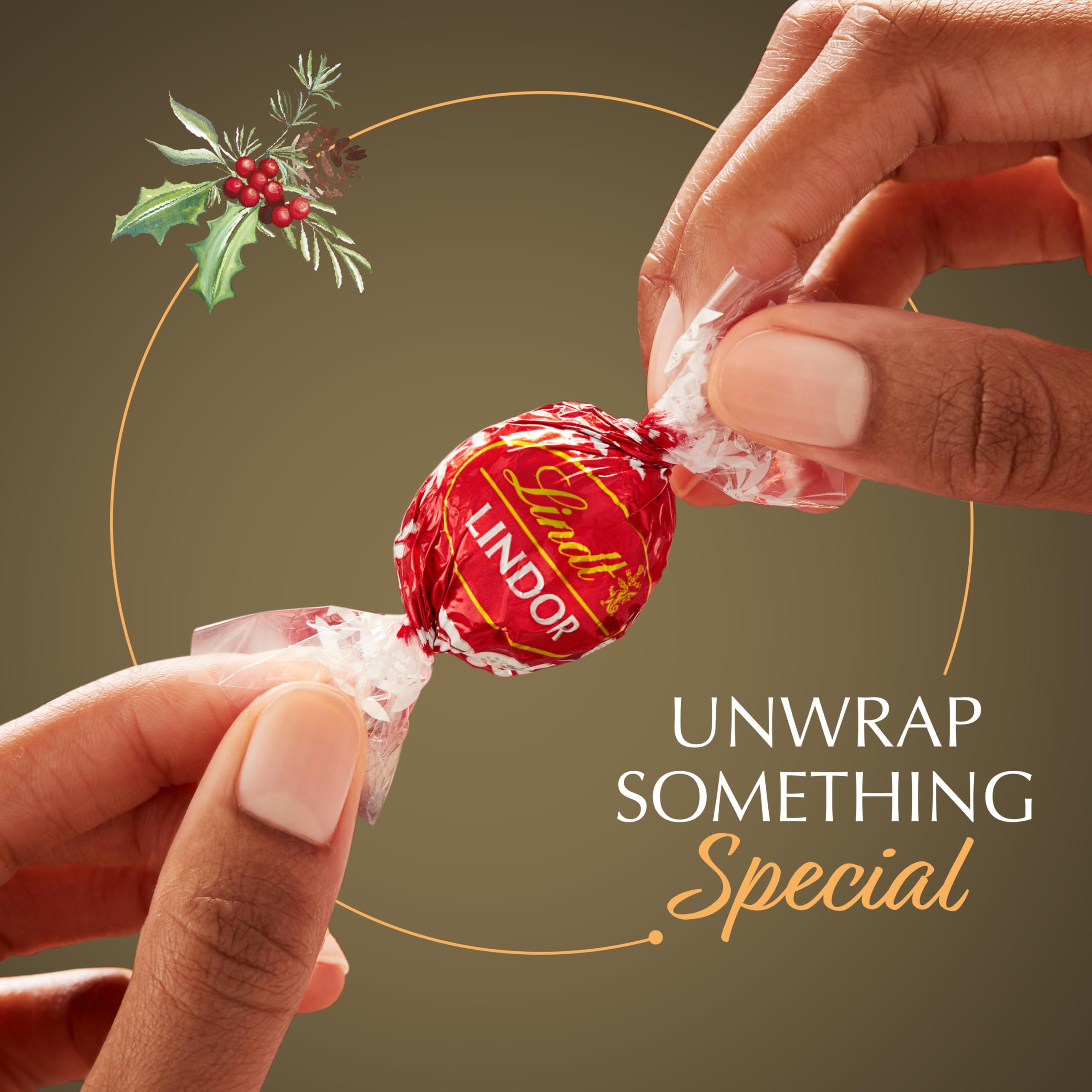 Lindt LINDOR holiday gift box with ribbon, stocking stuffer ready