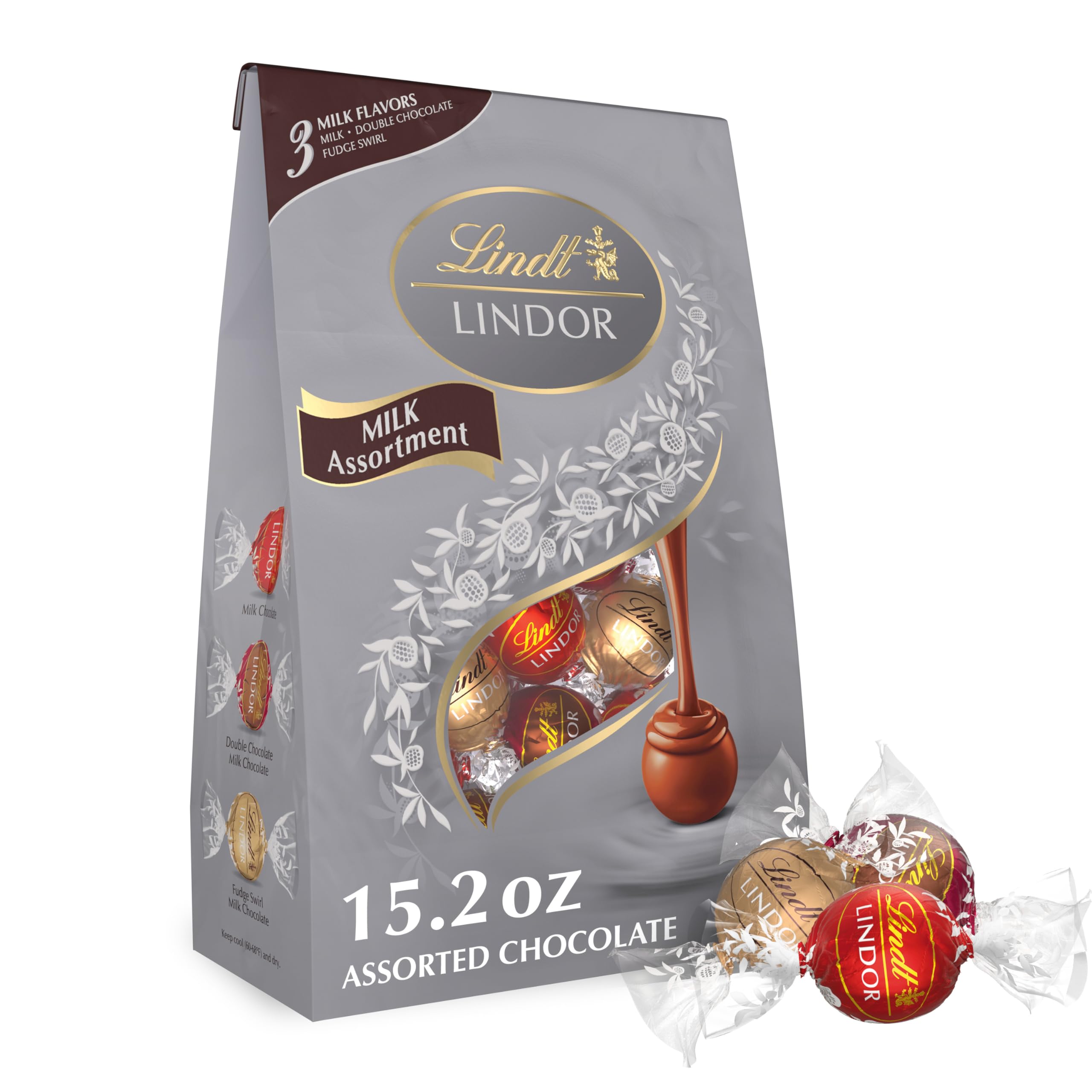 Lindt LINDOR Milk Assorted Truffles package for sharing at gatherings.