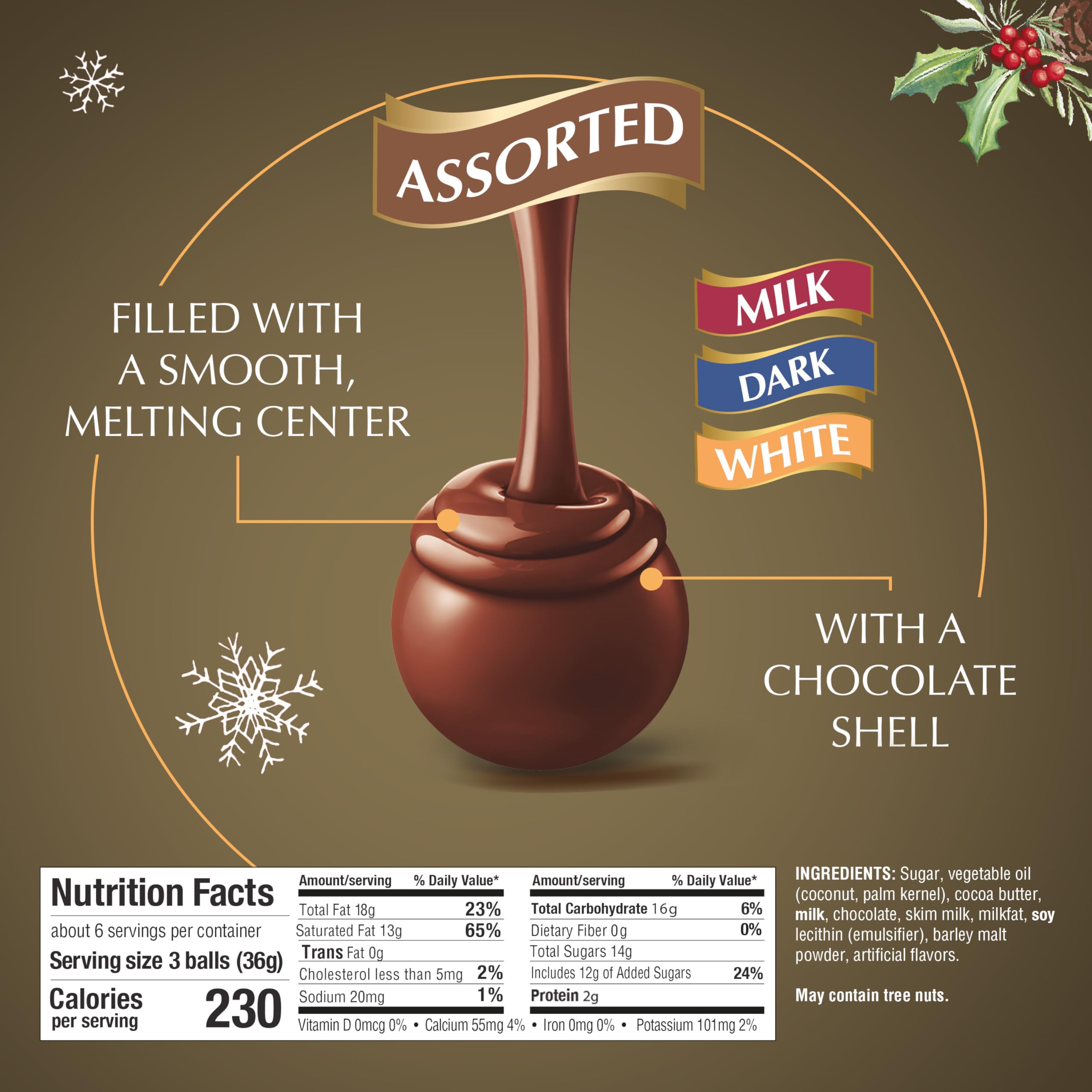 Lindt LINDOR milk chocolate truffle close-up with smooth melting center