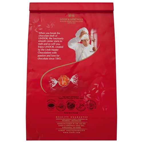 Lindt Lindor craftsmanship highlight on packaging and presentation.