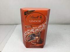 Lindt Lindor Milk Orange 200g broken-shell revealing smooth filling
