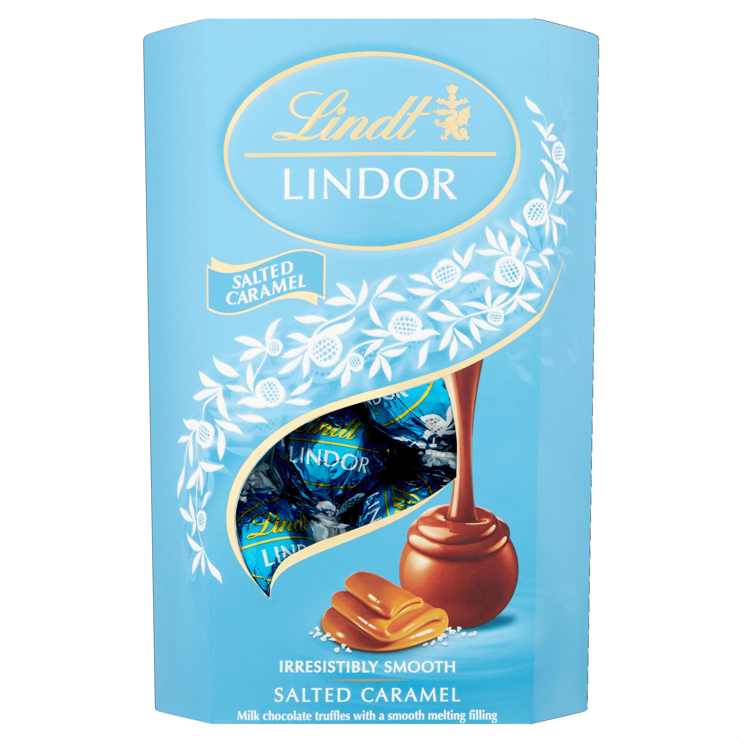 Lindt Lindor Milk Chocolate Salted Caramel gift box 200 g, ideal for gifting.
