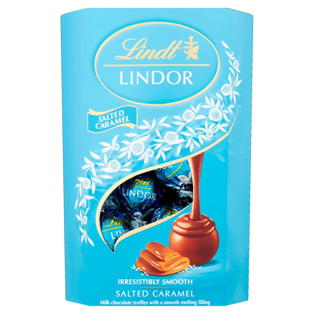 Lindt Lindor Milk Chocolate Salted Caramel gift box 200 g, ideal for gifting.