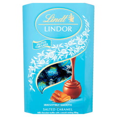 Lindt Lindor Milk Chocolate Salted Caramel gift box 200 g, ideal for gifting.