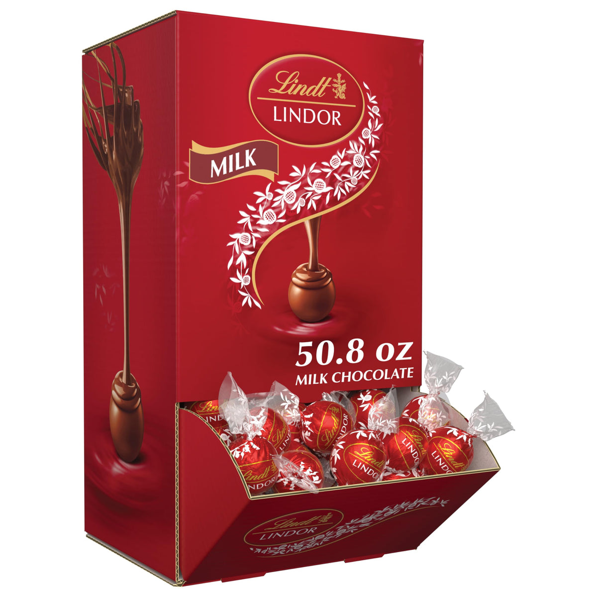Lindt LINDOR Milk Truffles pack-shot shows a shareable gift option