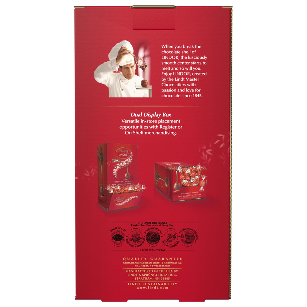 Lindt LINDOR Milk Truffles premium ingredients emphasize luxury