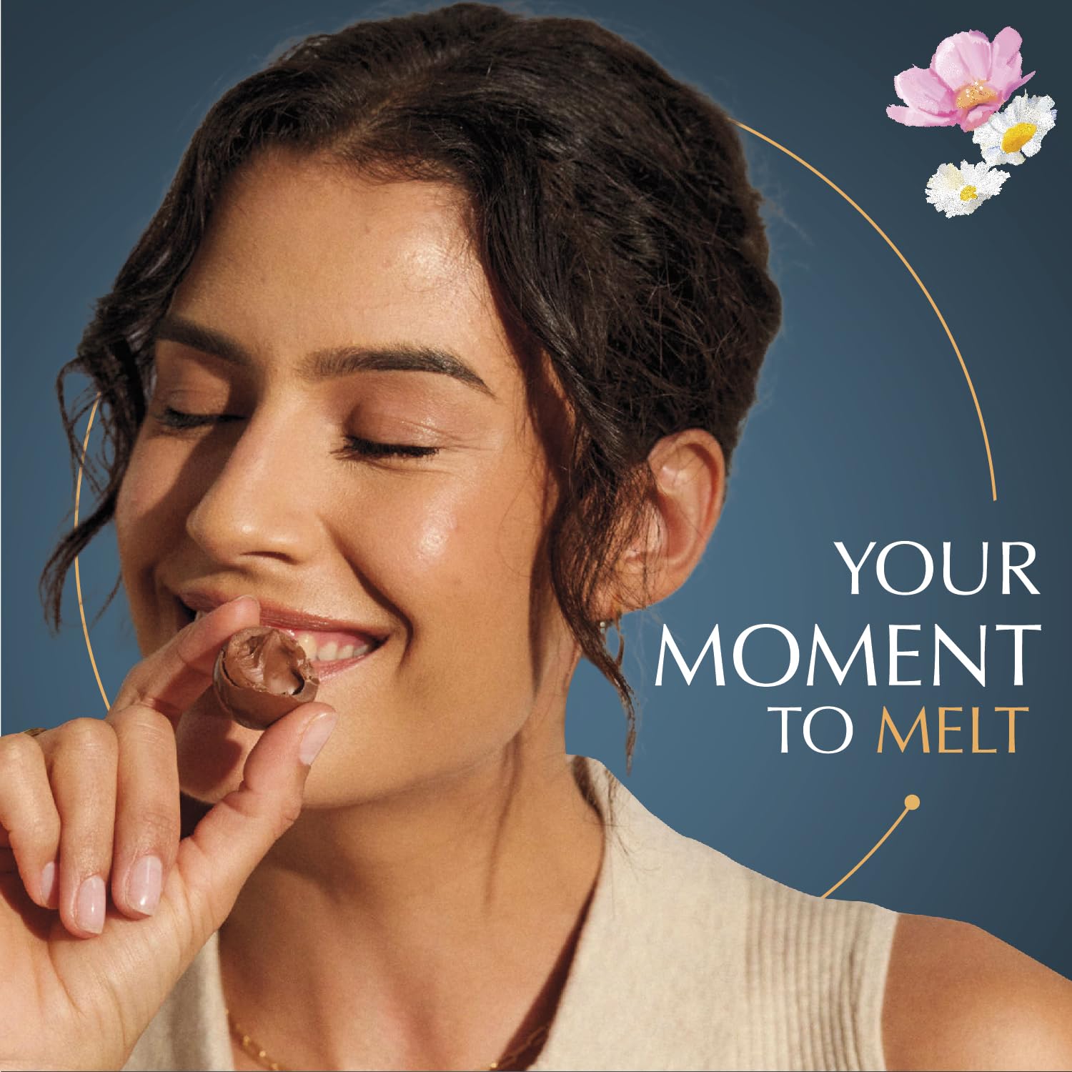 Lindt LINDOR Neapolitan White Truffles shown in a trio for sharing