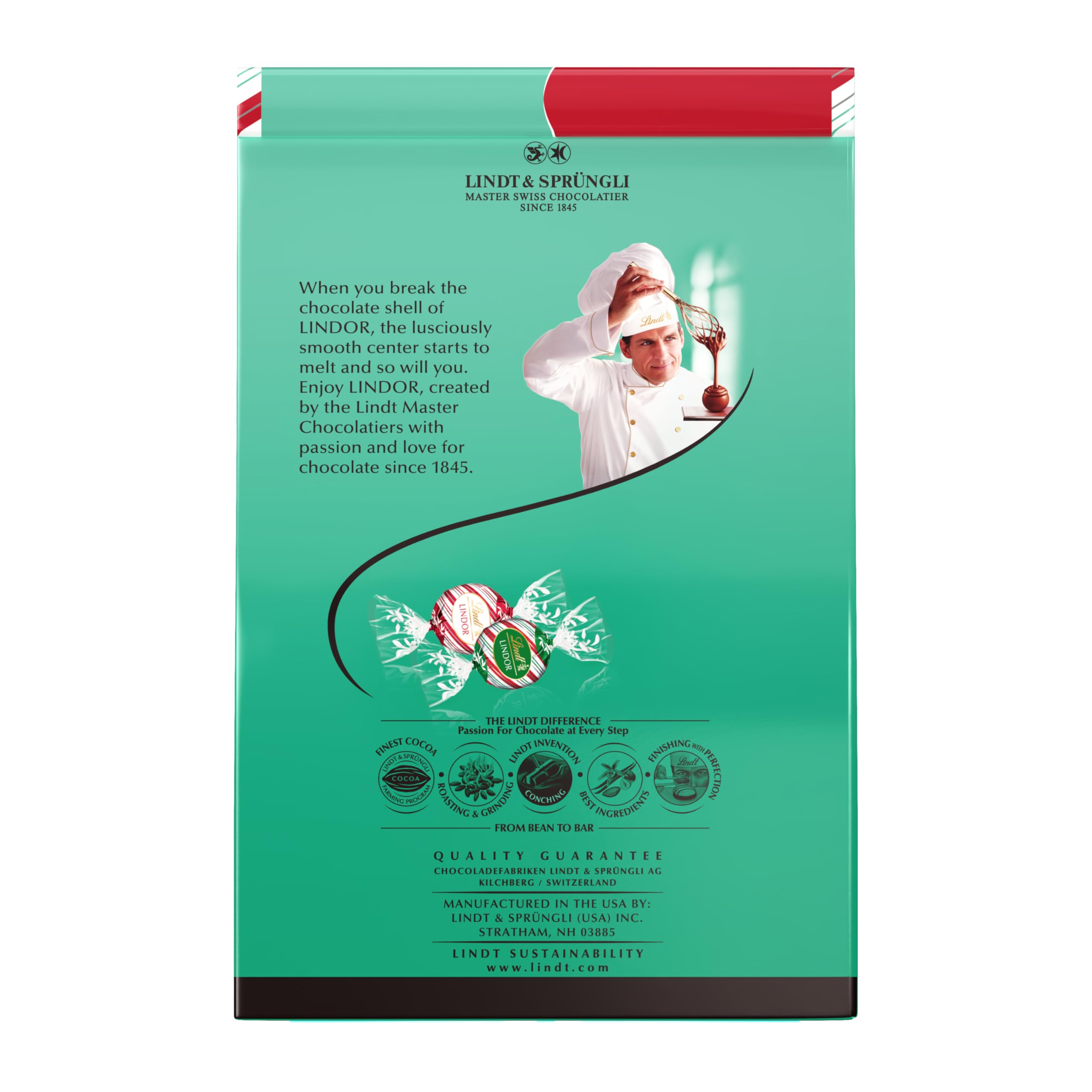 Lindt LINDOR Peppermint packaging highlighting premium chocolate