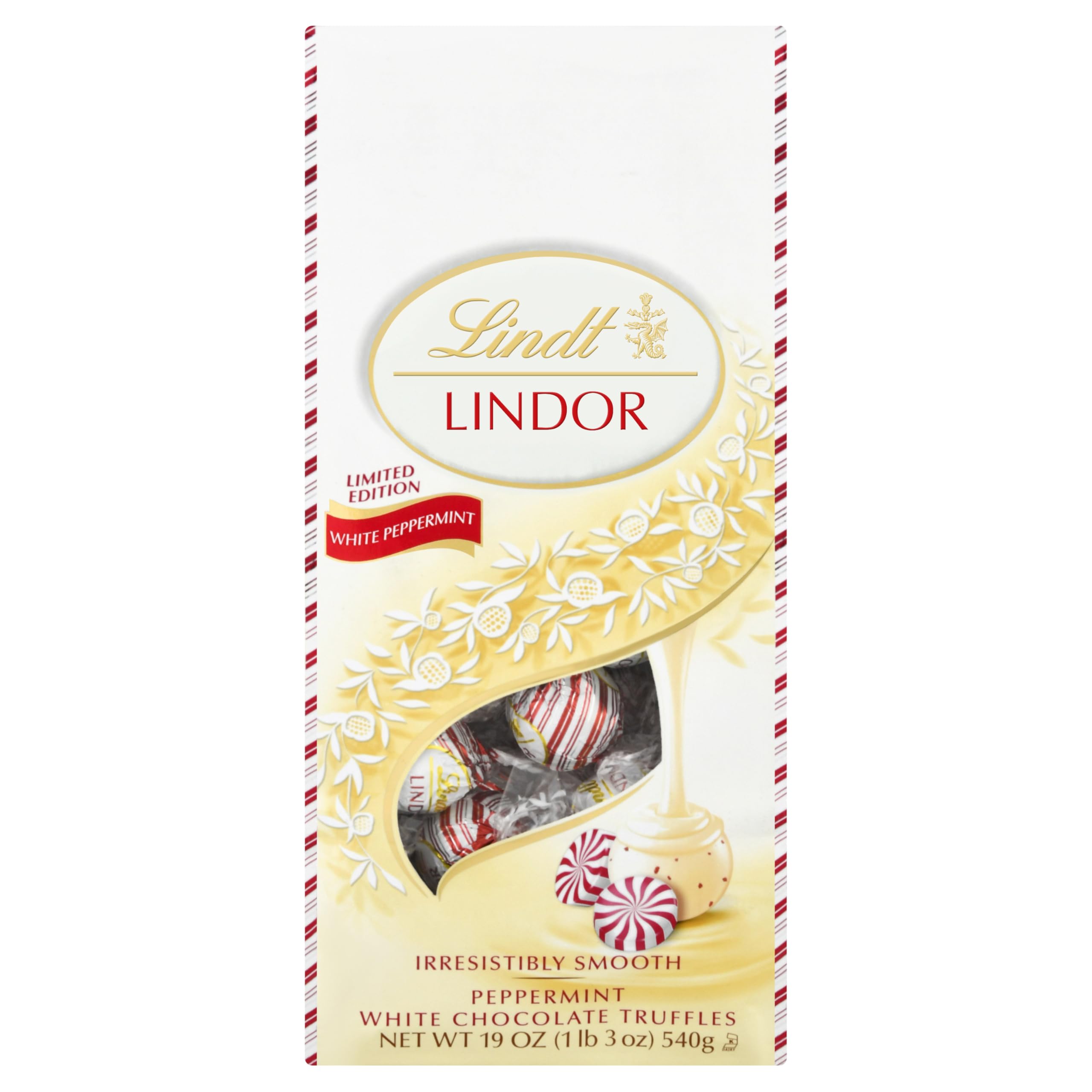 Lindt Lindor Peppermint White Chocolate Truffles spark candy dishes at celebrations.
