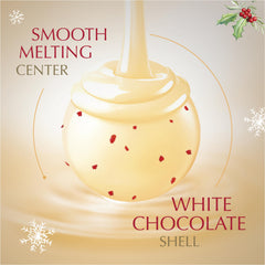 Lindt Lindor Peppermint White Chocolate Truffles center reveals a creamy peppermint core.