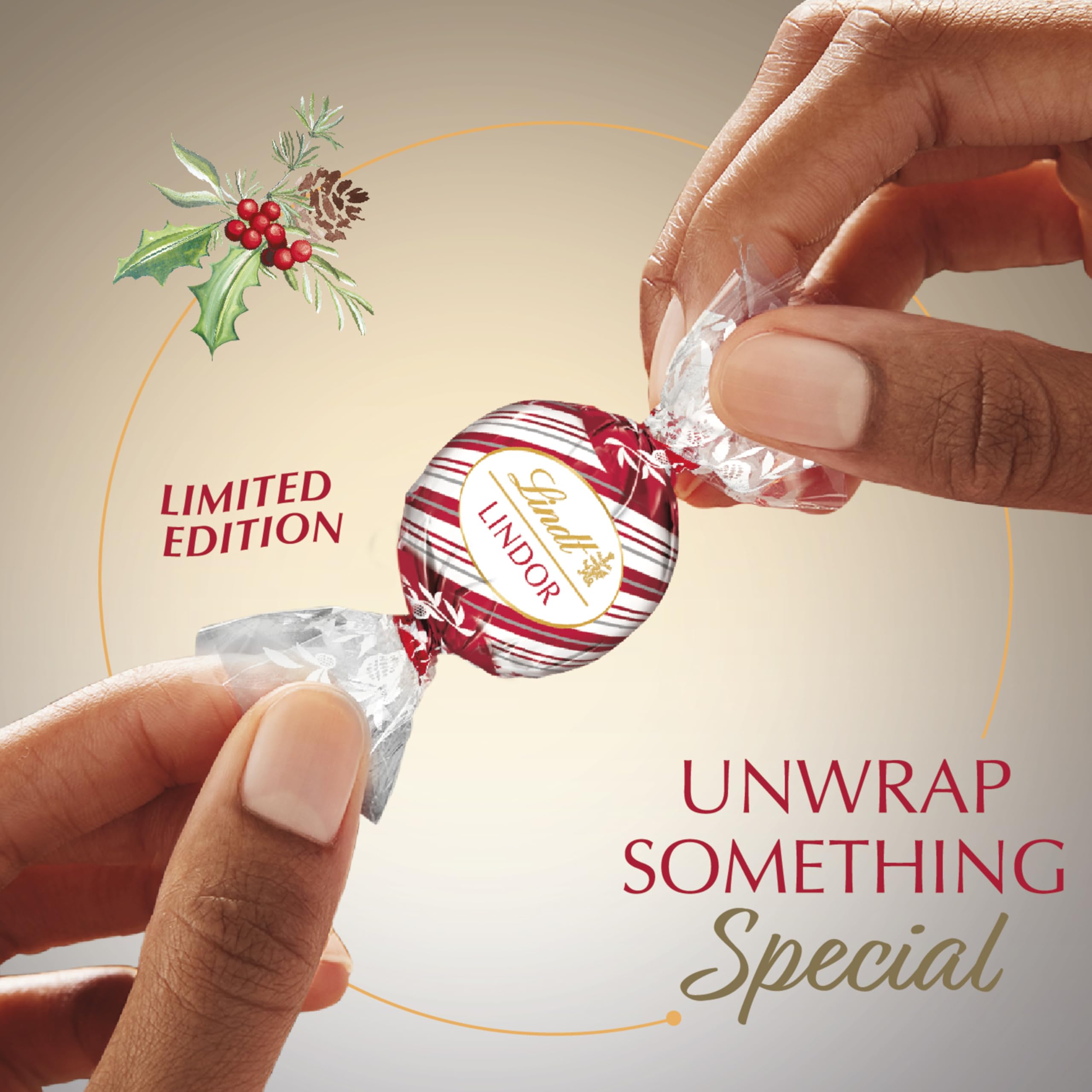 Lindt Lindor Peppermint White Chocolate Truffles are individually wrapped for easy sharing.