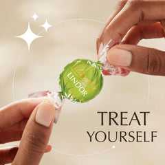 Lindt Lindor individually wrapped pistachio truffles support portion control and on-the-go enjoyment.