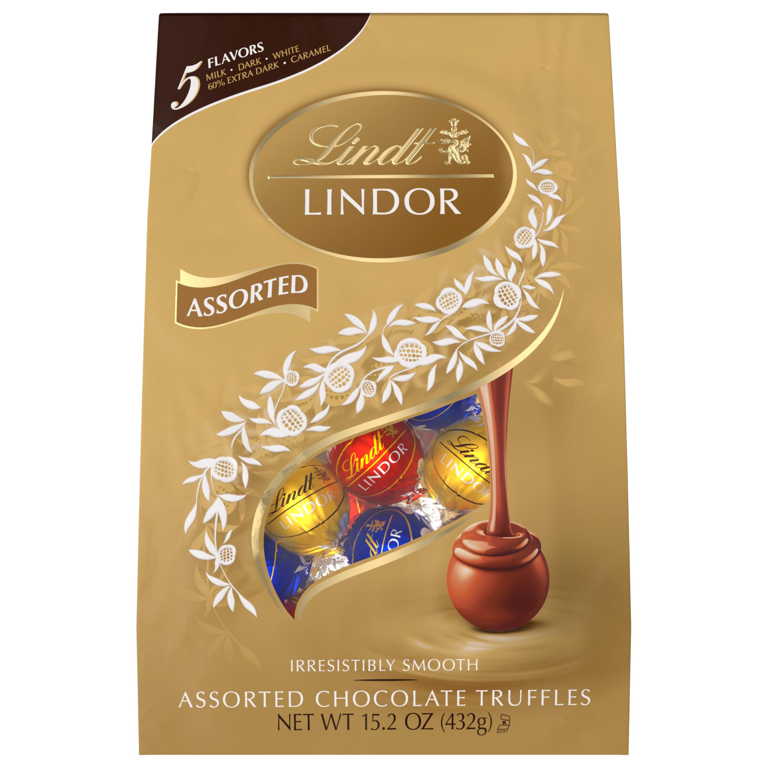 Lindt LINDOR shell-break close-up revealing the melted center.