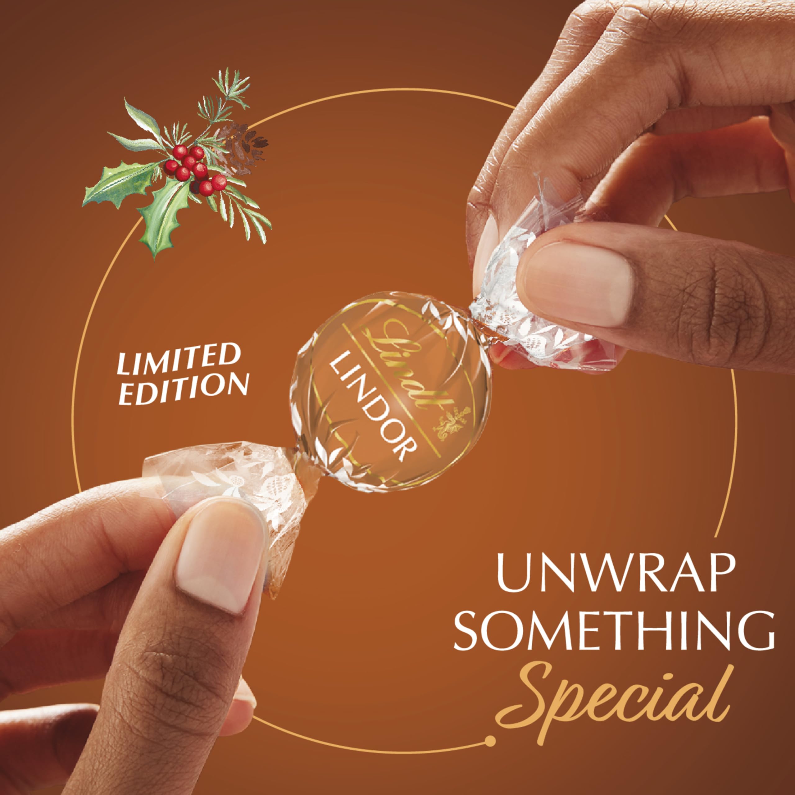 Lindt LINDOR Snickerdoodle truffles photographed on a warm holiday setting