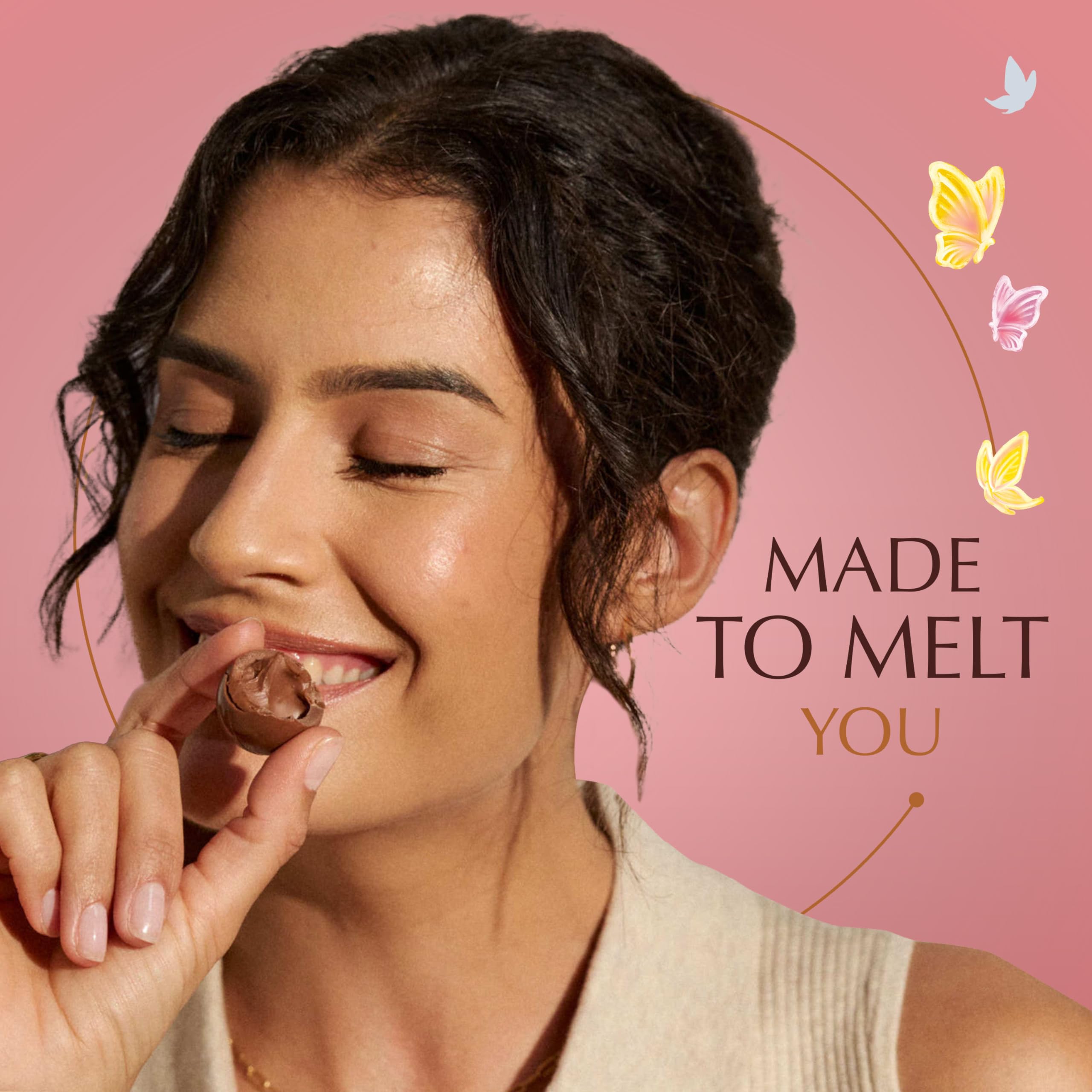 Milk and white center of Lindt LINDOR Neapolitan truffles melt-ready.