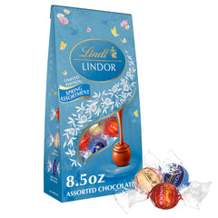 Lindt LINDOR Spring Truffles bag displaying assorted flavors for Easter gifting
