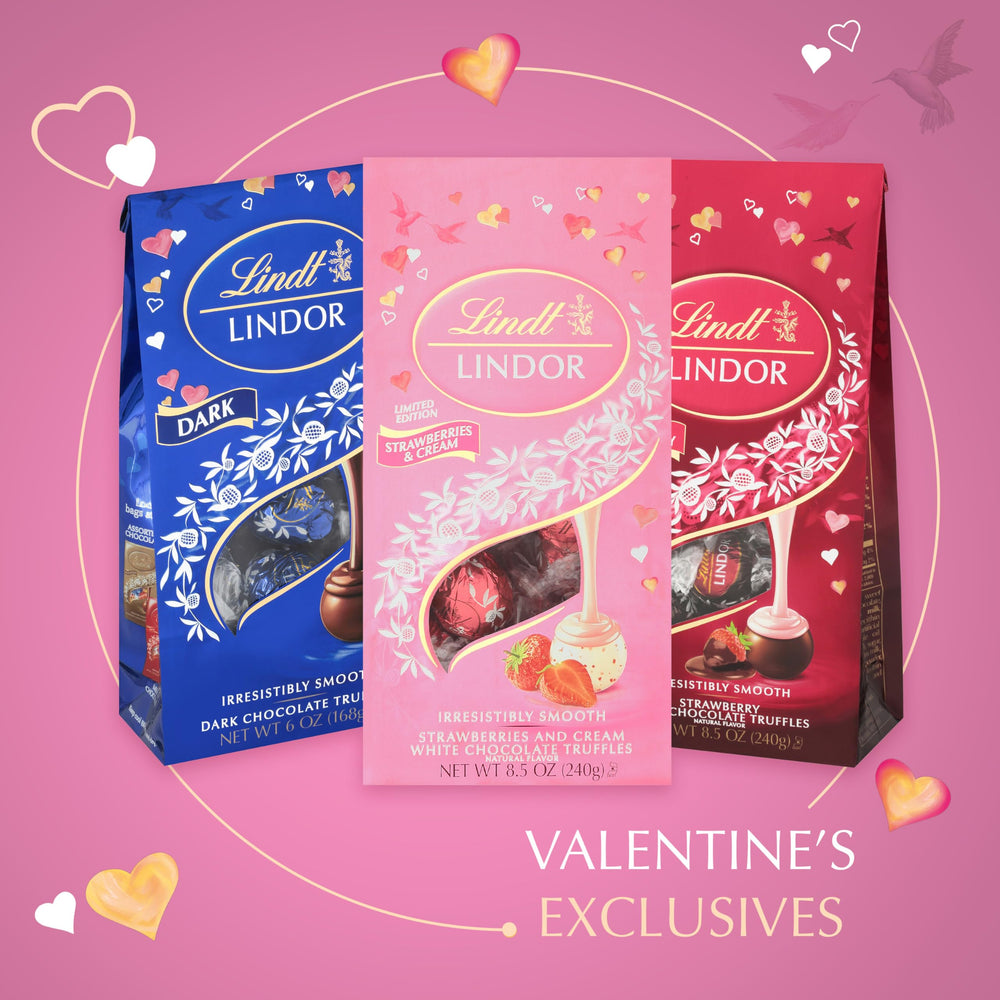 Lindor truffles arranged on candy dish for romantic moments.