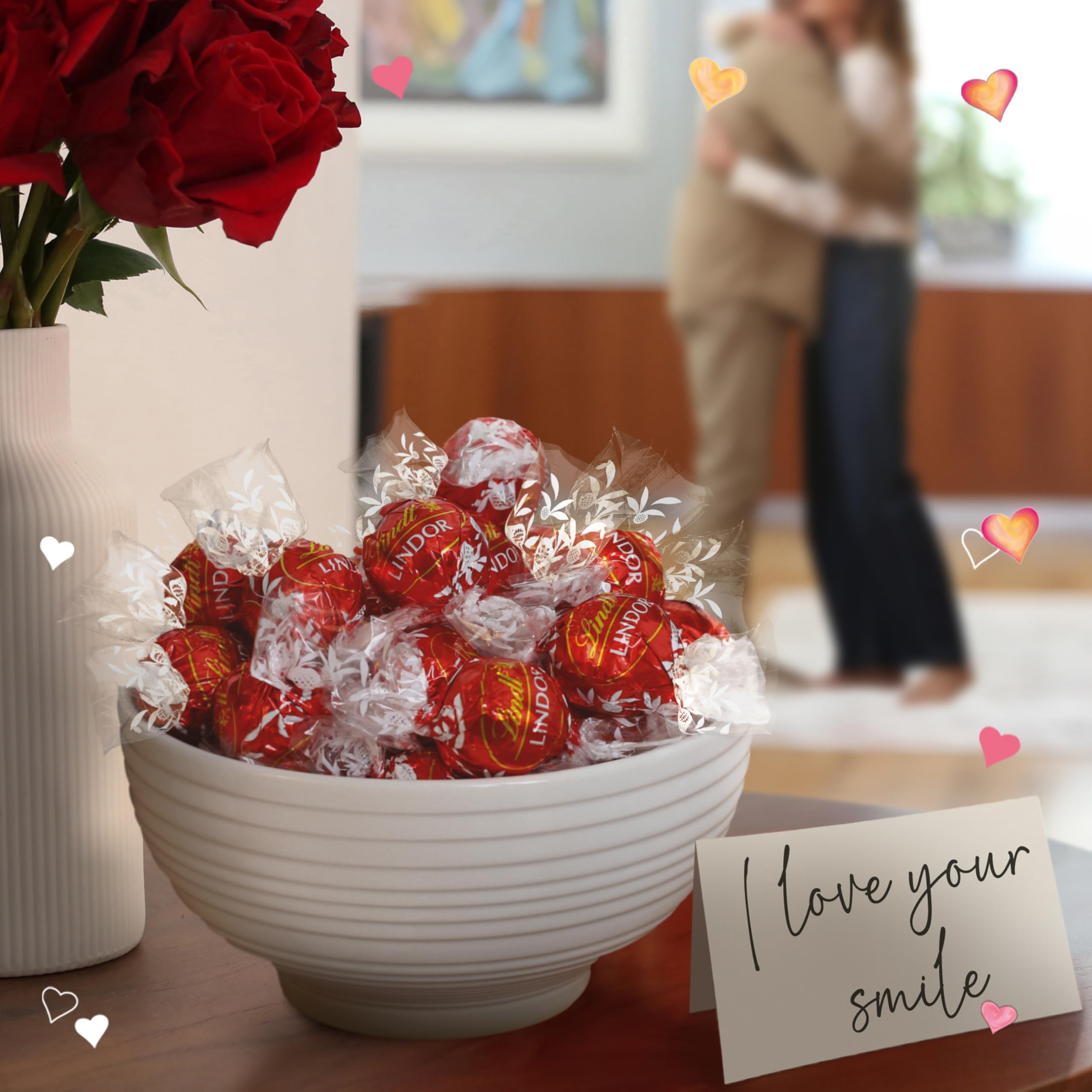 Lindt LINDOR truffles wrapped in red foil, ready to present as a romantic treat