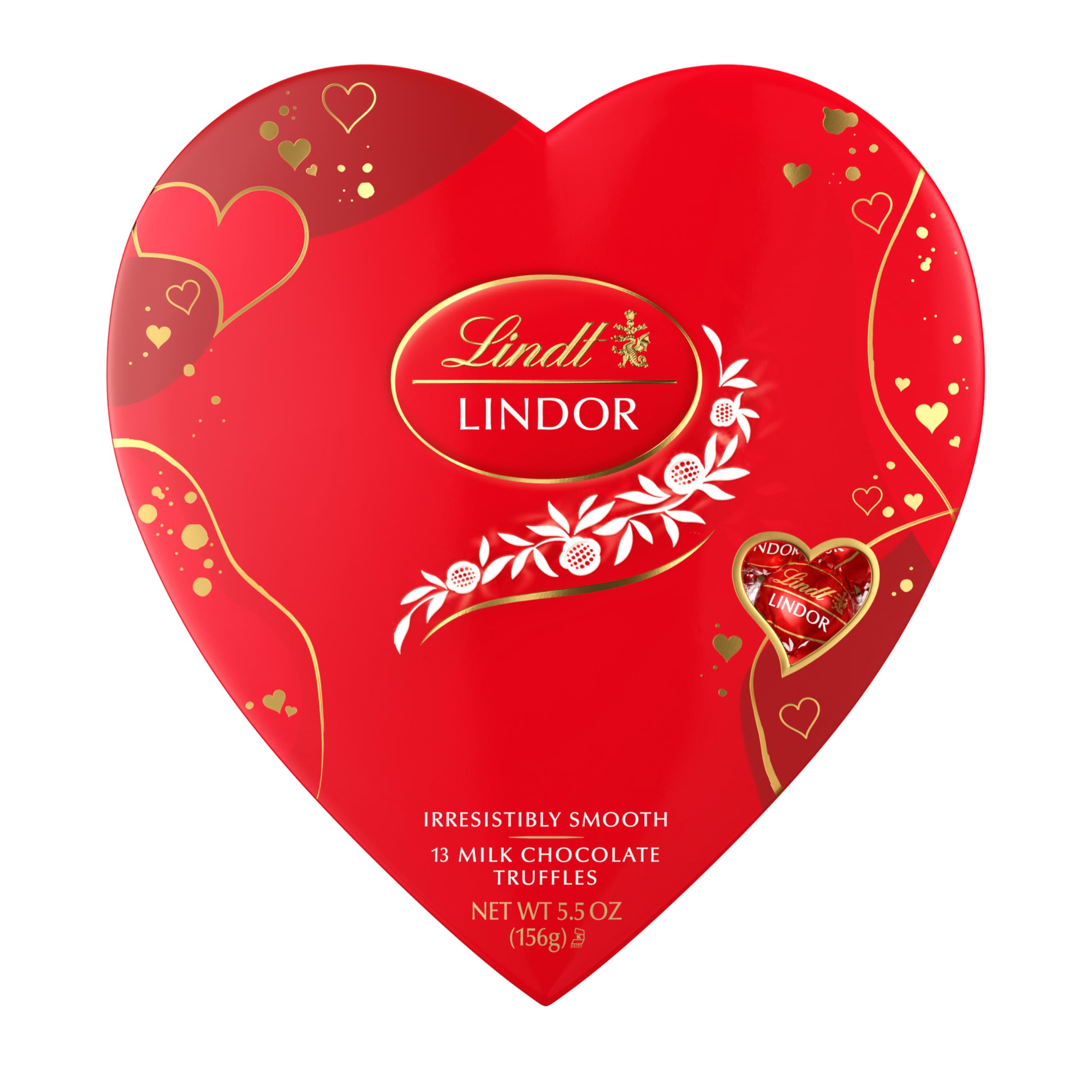 Lindt LINDOR Valentine’s Heart Box with premium milk chocolate truffles for gifting on Valentine’s Day