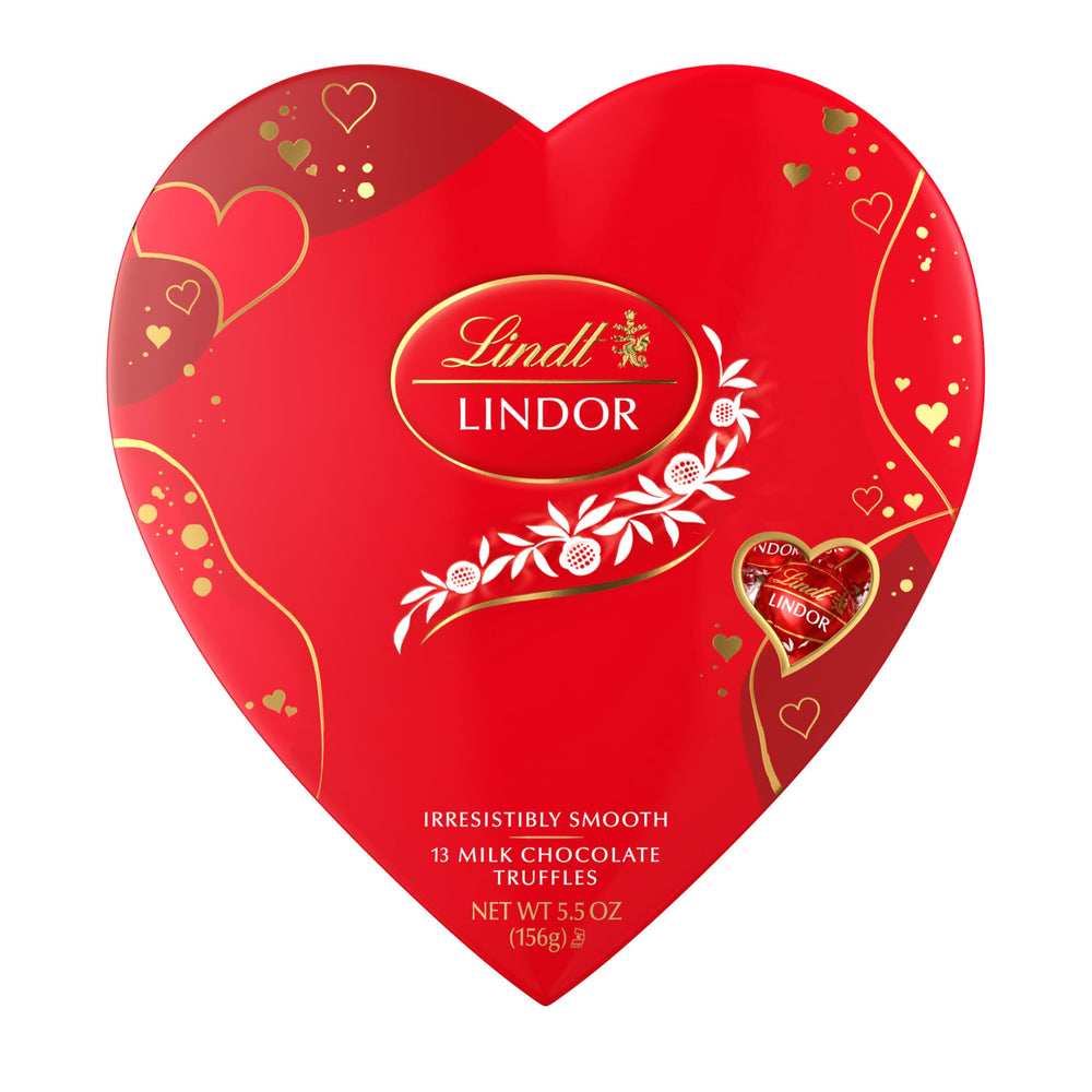 Lindt LINDOR Valentine’s Heart Box with premium milk chocolate truffles for gifting on Valentine’s Day
