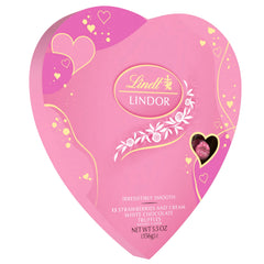 Lindt LINDOR strawberries and cream truffles in a gift-ready Valentine heart box