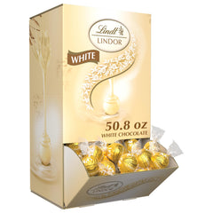 Lindt LINDOR White Chocolate Truffles gift box front for sharing and gifting