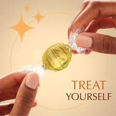 LINDOR white chocolate truffles packaging opened to reveal inside