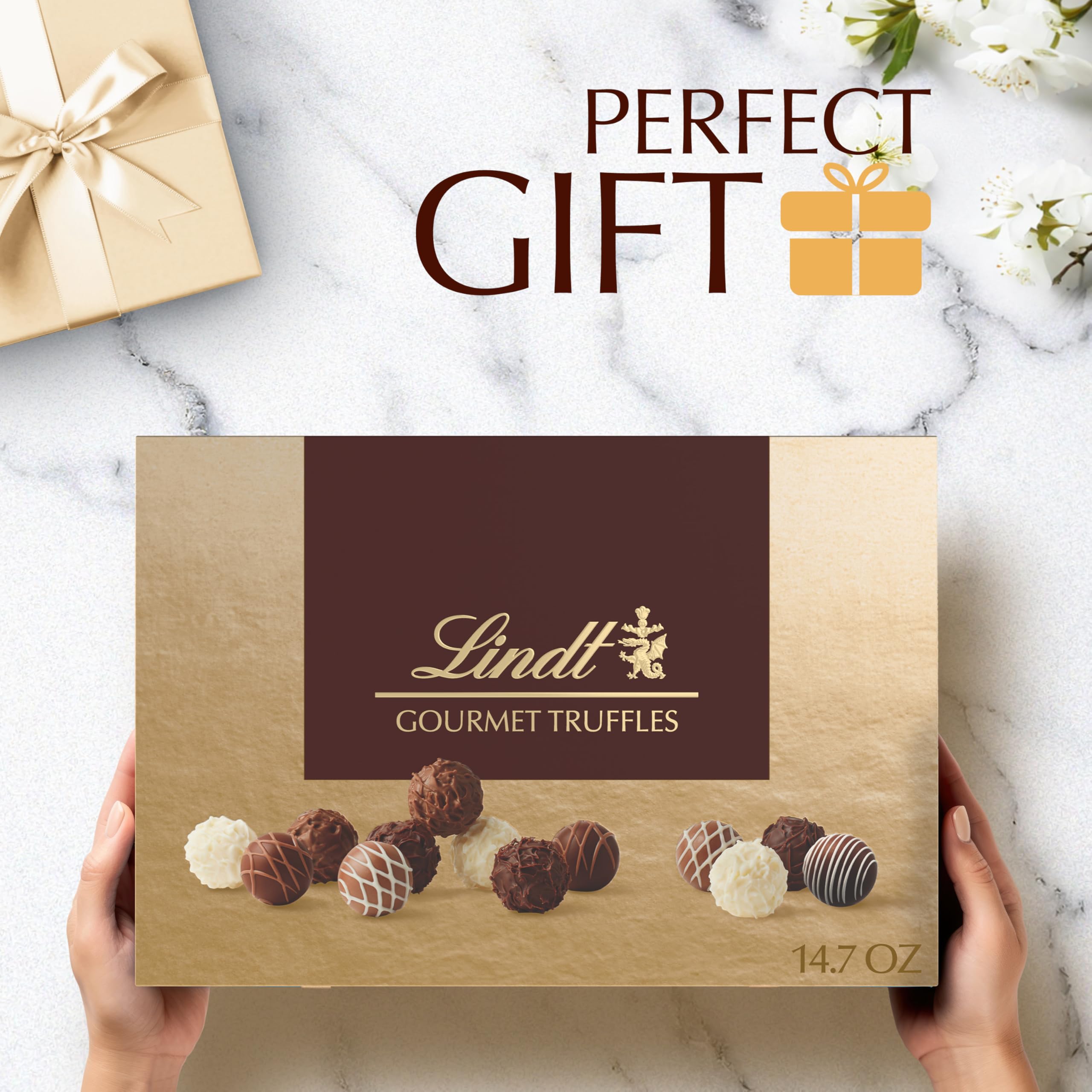 Lindt milk and white chocolate truffles assortment as a gift