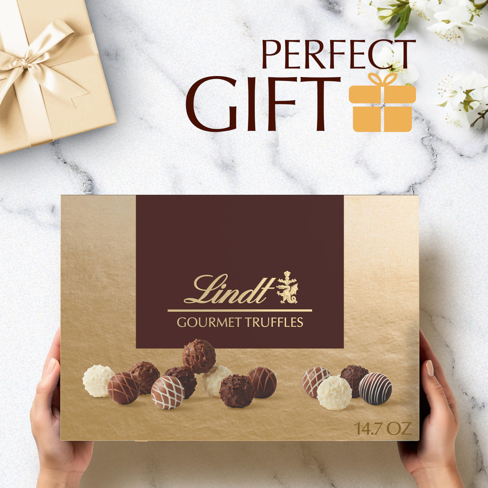 Lindt milk and white chocolate truffles assortment as a gift