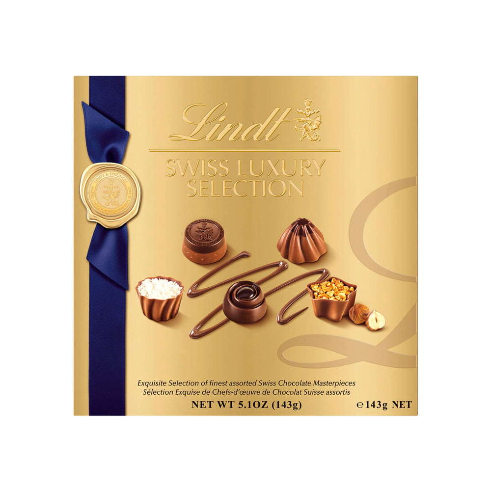 Lindt Swiss Luxury Selection elegant gift packaging detail