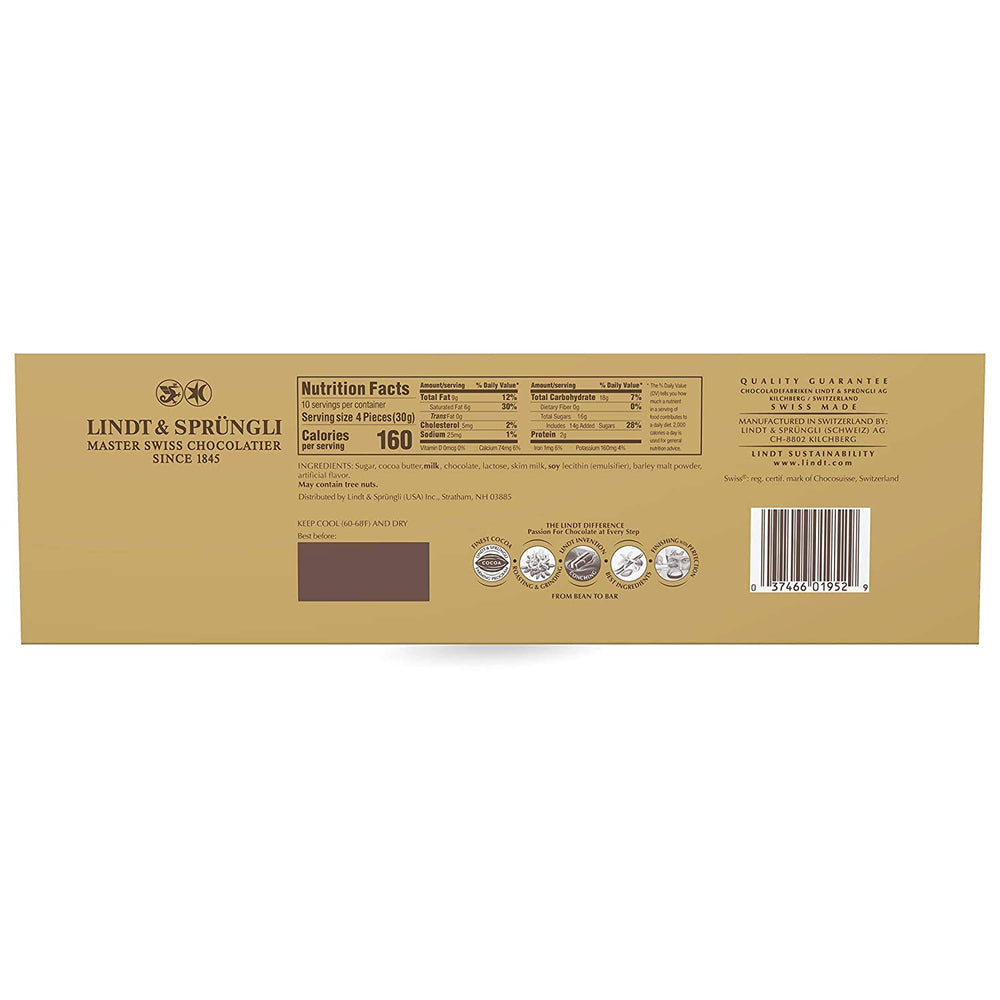Lindt Swiss Milk Chocolate Bar 300g closeup unwrap, reveals smooth texture ideal for tasting.
