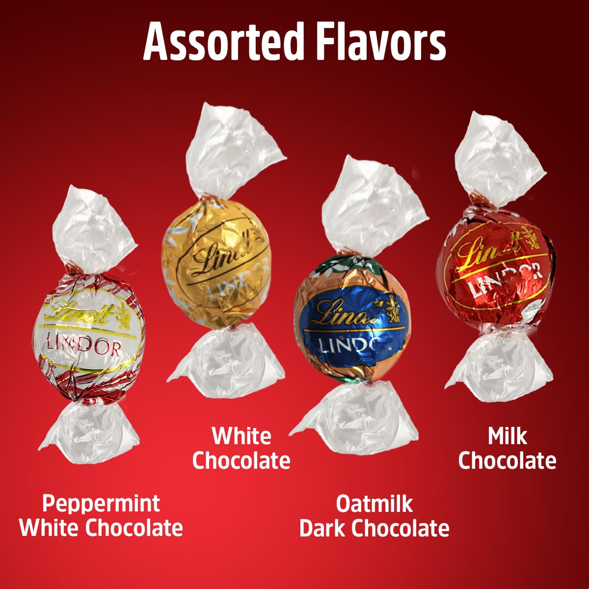 Lindt white chocolate truffles highlight creamy texture with a subtle peppermint hint.