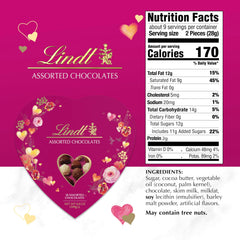 Lindt Valentine assortment featuring premium ingredients in bite sized chocolates for sharing