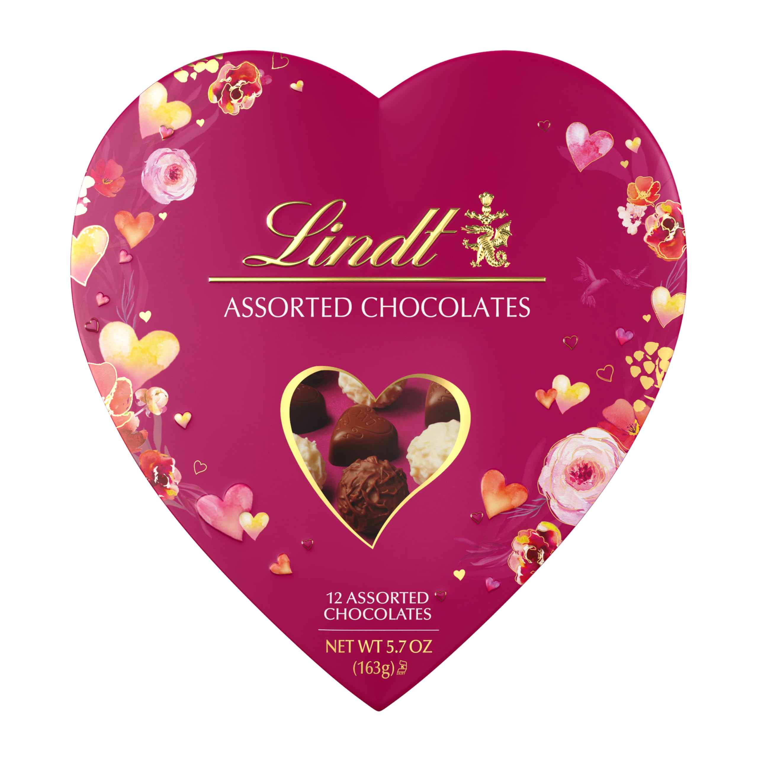 Lindt Valentine's heart box with chocolates, a romantic gift idea.
