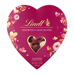 Lindt Valentine's heart box with chocolates, a romantic gift idea.