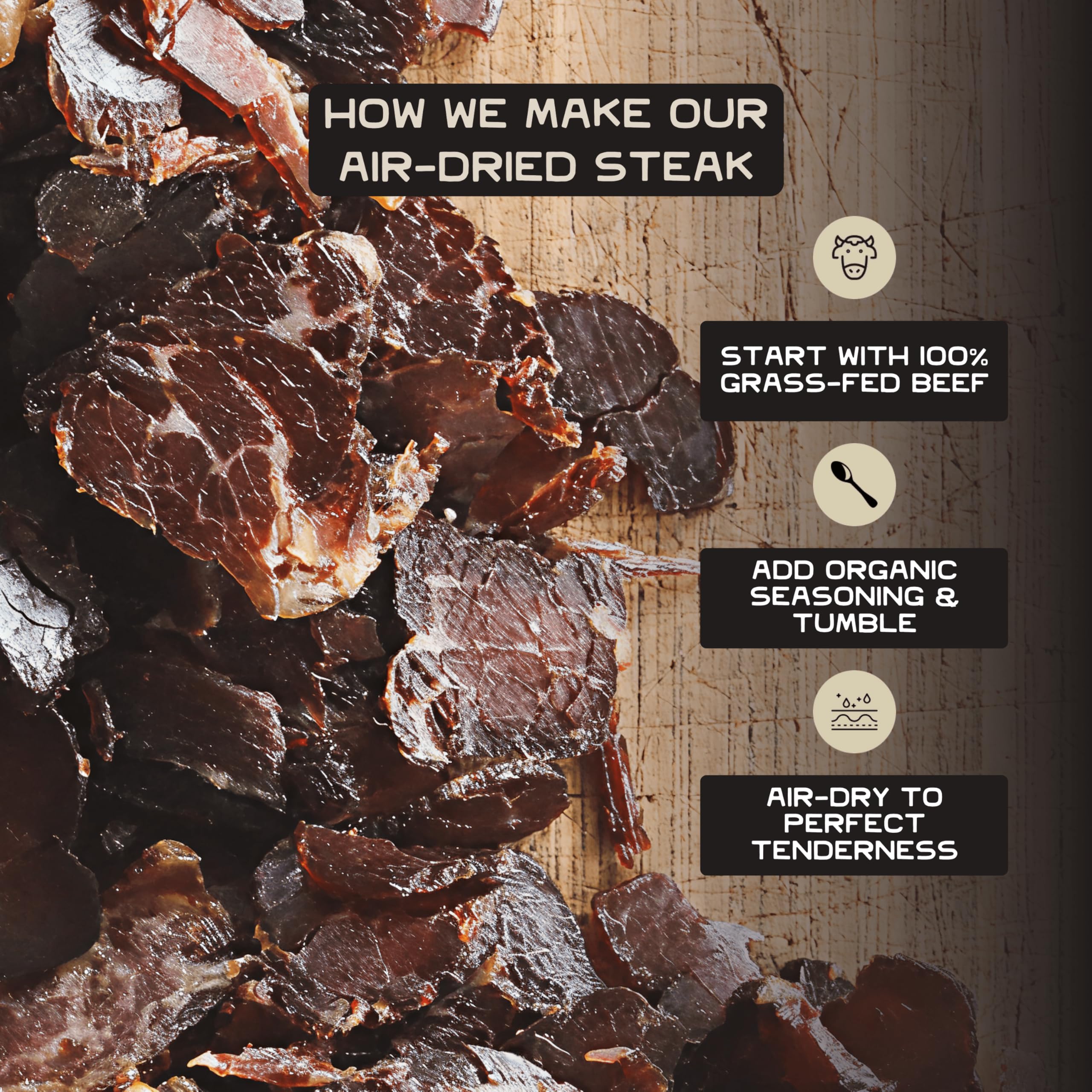 Lineage Provisions grass-fed meat snack on the go in portable packaging