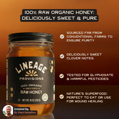Lineage Provisions honey being poured into tea from a glass jar