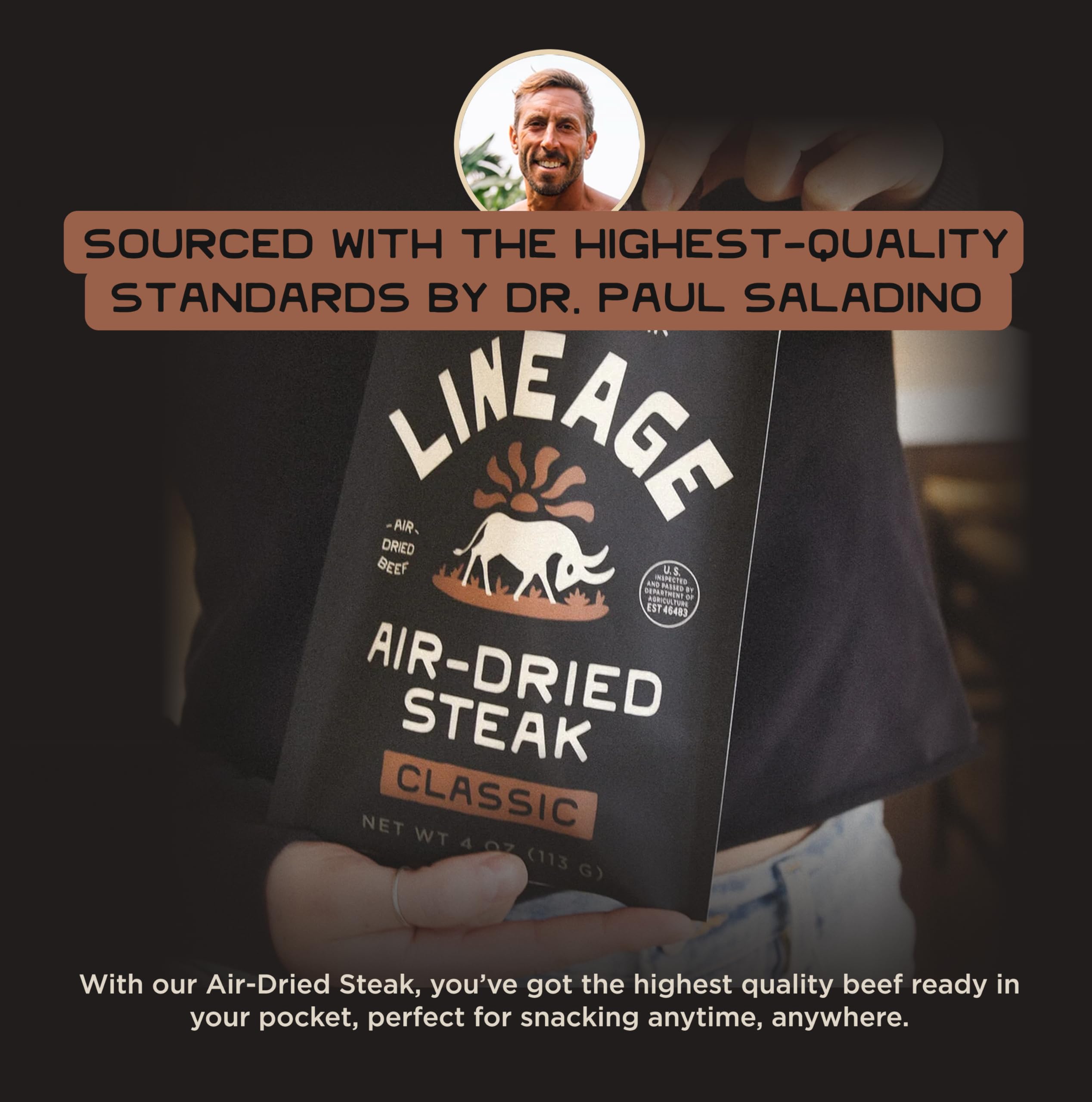 Lineage Provisions keto-friendly beef snack ready for trail or gym