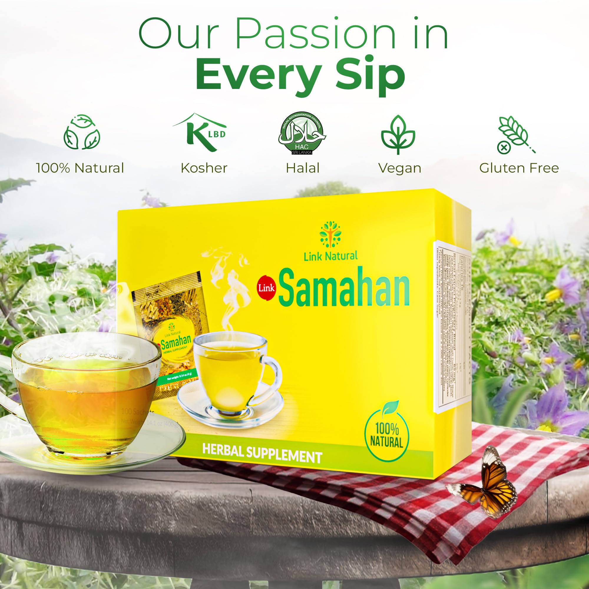 14-herb blend ingredients lineup from Sri Lanka