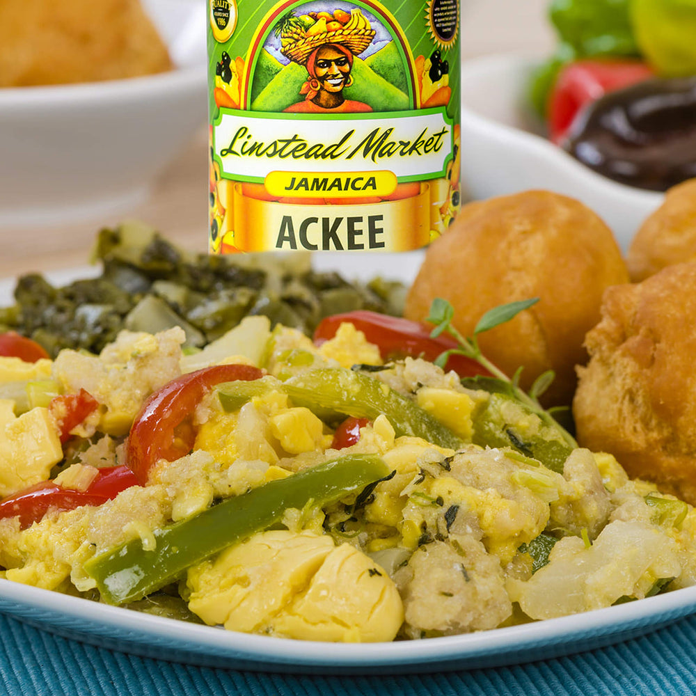 Linstead Market Ackee label closeup highlights product details and shelf stability.