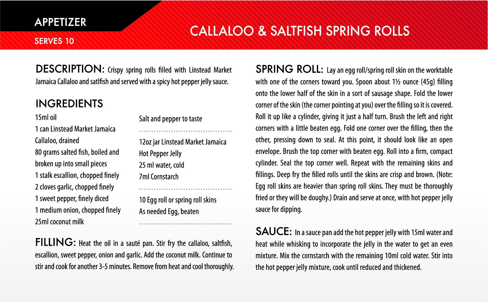Linstead Market Callaloo packaging display for pantry stocking