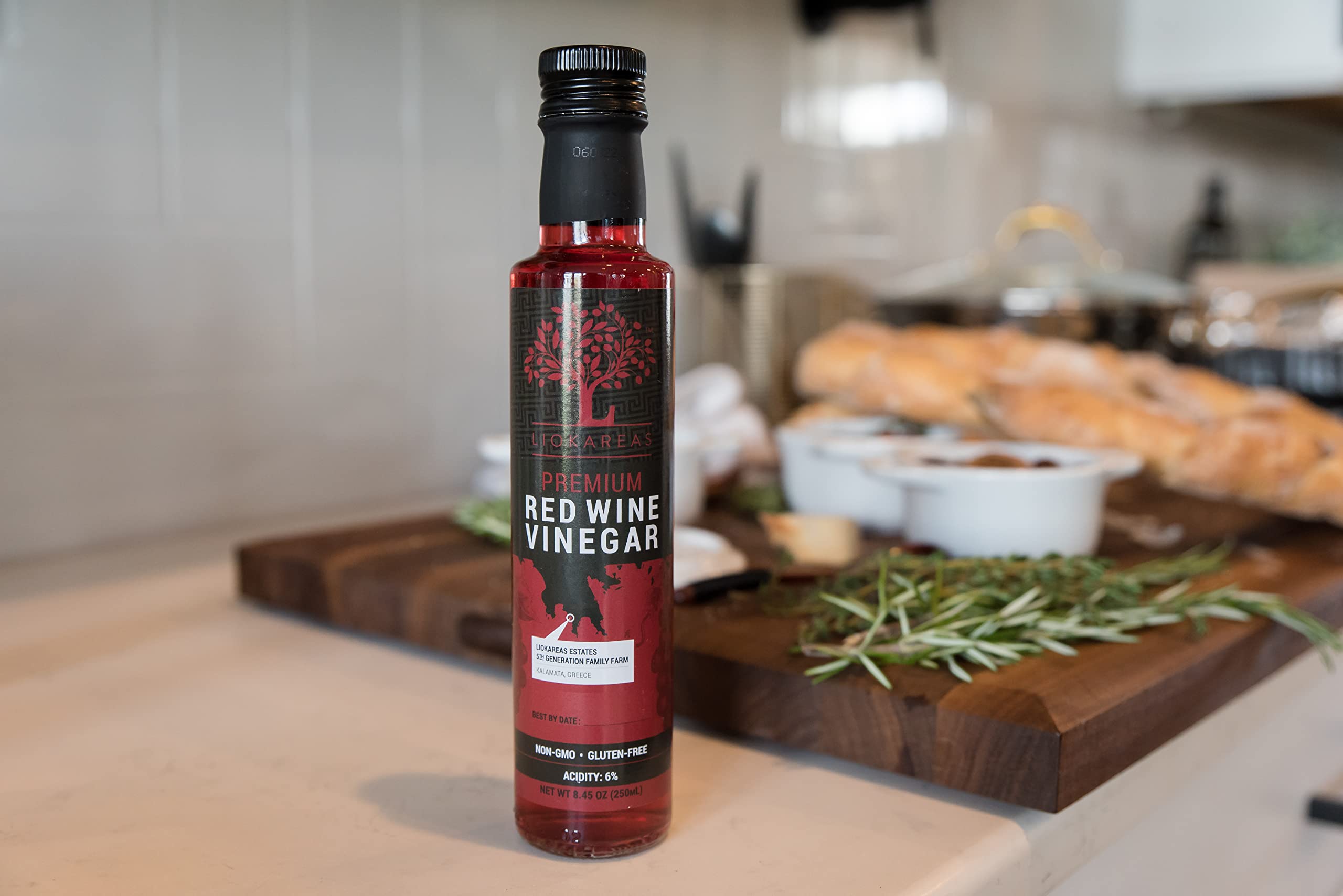 Liokareas vinegar paired with organic EVOO enhances salads.