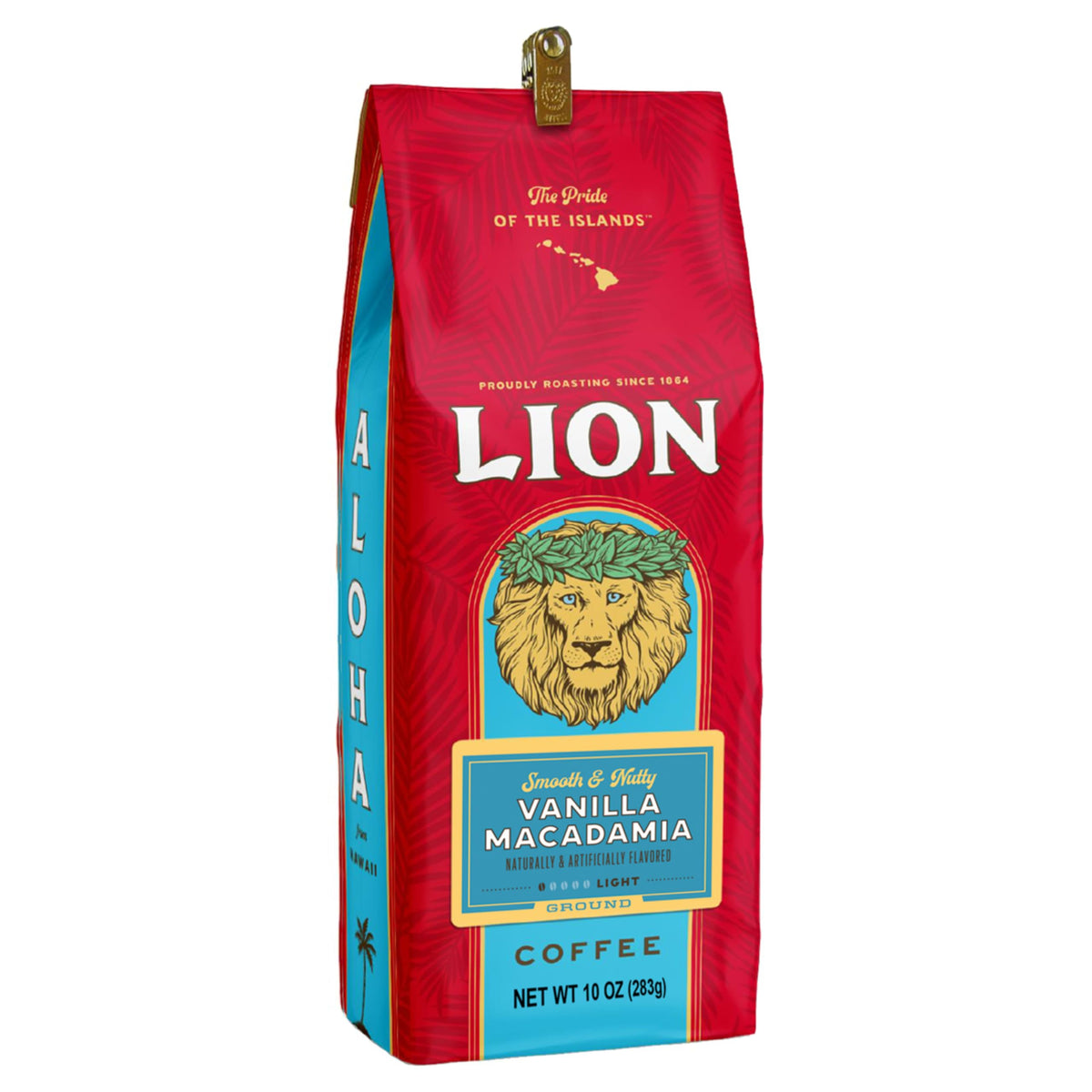 Lion Coffee Vanilla Macadamia flavored coffee with tropical aroma and smooth finish.