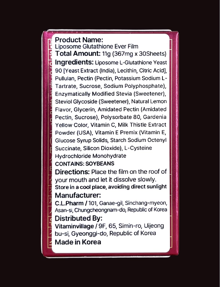 Liposomal Glutathione Ever Film film-form formula designed to minimize irritation.